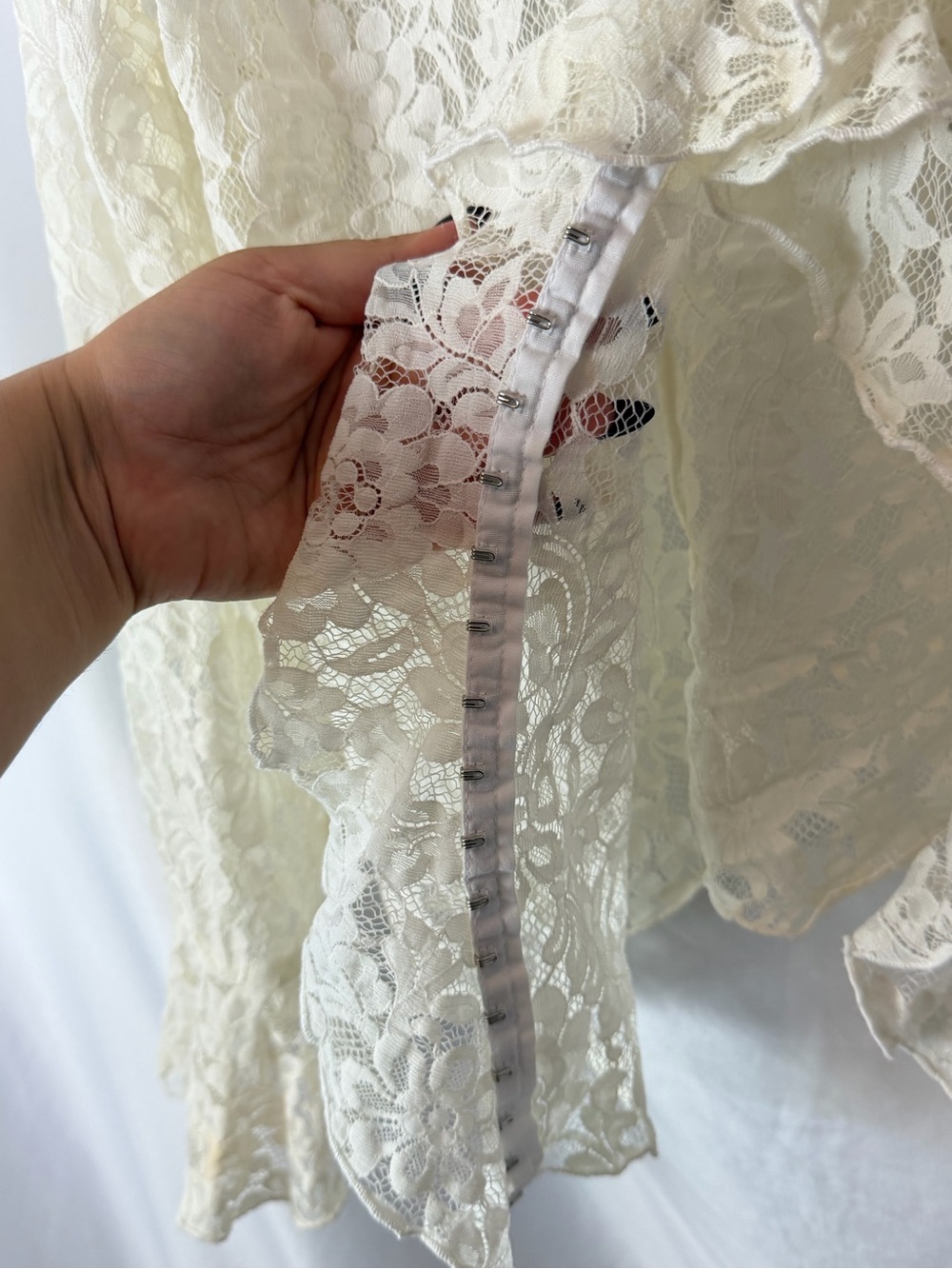 INC International Concepts Ivory Lace Tie-Front Blouse - Picture 4 of 7